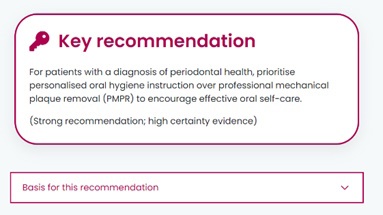 Example of Key Recommendation format