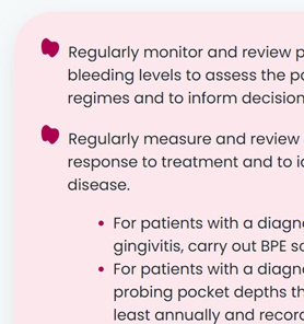 Example of clinical advice points format